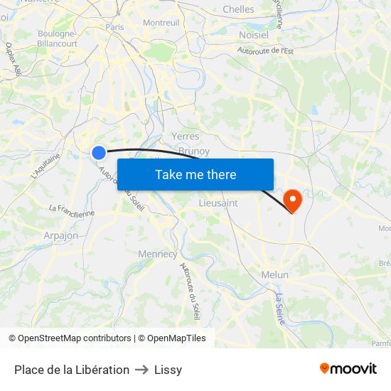 Place de la Libération to Lissy map