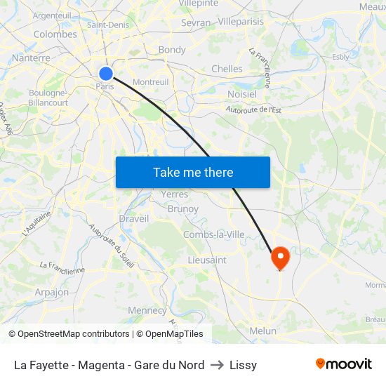 La Fayette - Magenta - Gare du Nord to Lissy map