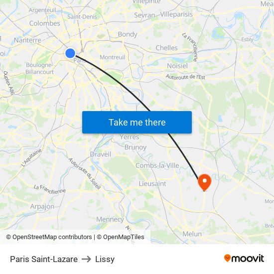 Paris Saint-Lazare to Lissy map
