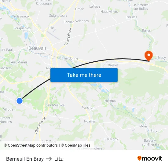 Berneuil-En-Bray to Litz map