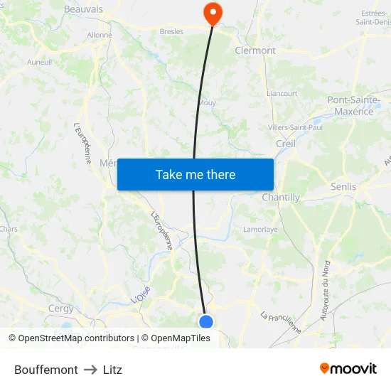 Bouffemont to Litz map