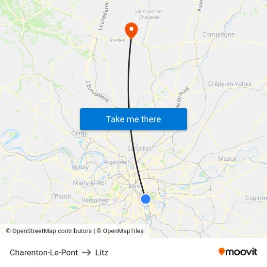 Charenton-Le-Pont to Litz map