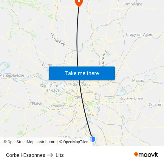 Corbeil-Essonnes to Litz map