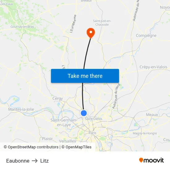Eaubonne to Litz map