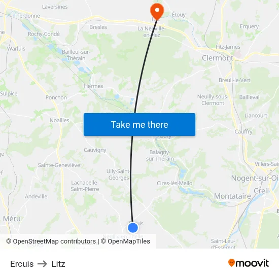 Ercuis to Litz map
