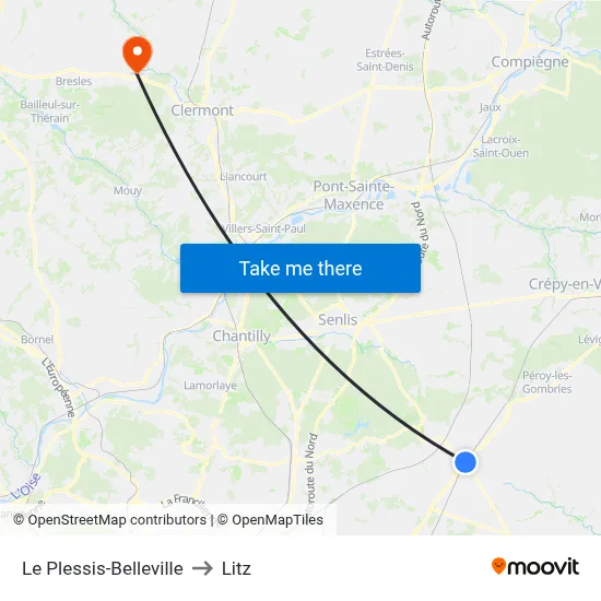 Le Plessis-Belleville to Litz map
