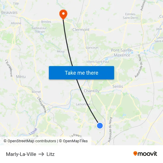 Marly-La-Ville to Litz map
