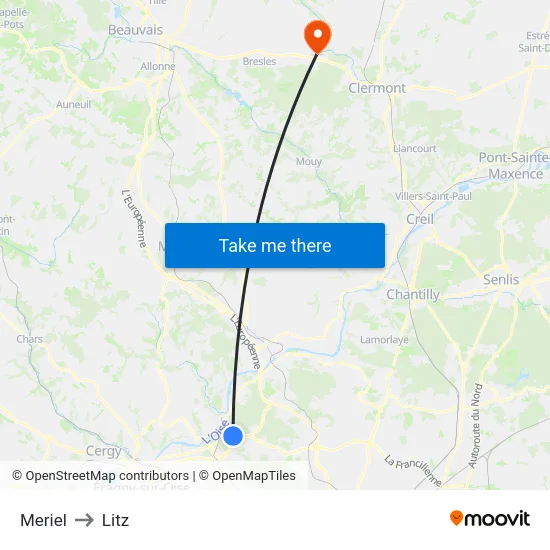 Meriel to Litz map