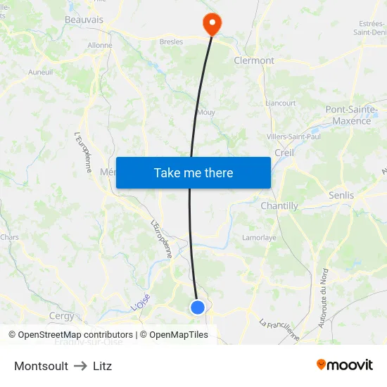 Montsoult to Litz map