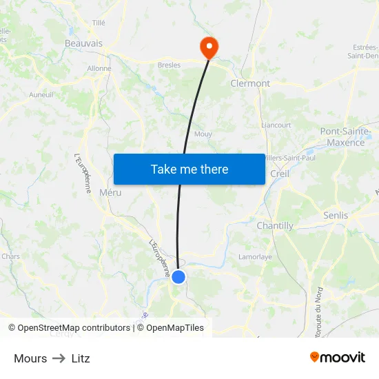 Mours to Litz map