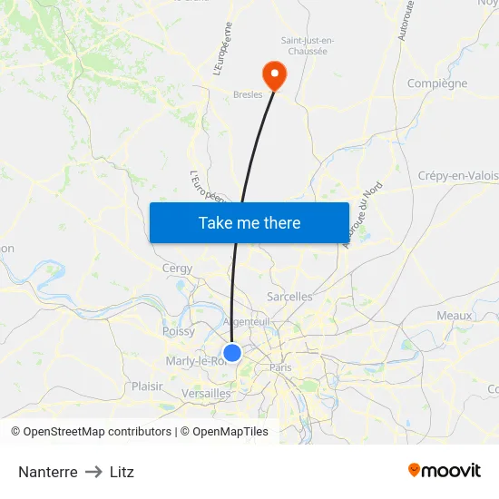 Nanterre to Litz map