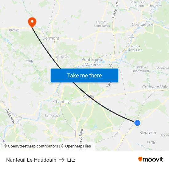 Nanteuil-Le-Haudouin to Litz map