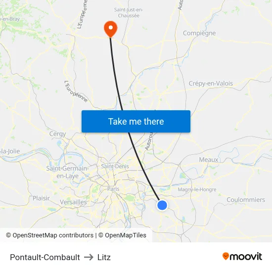 Pontault-Combault to Litz map