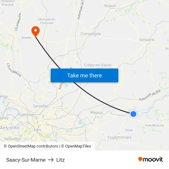 Saacy-Sur-Marne to Litz map