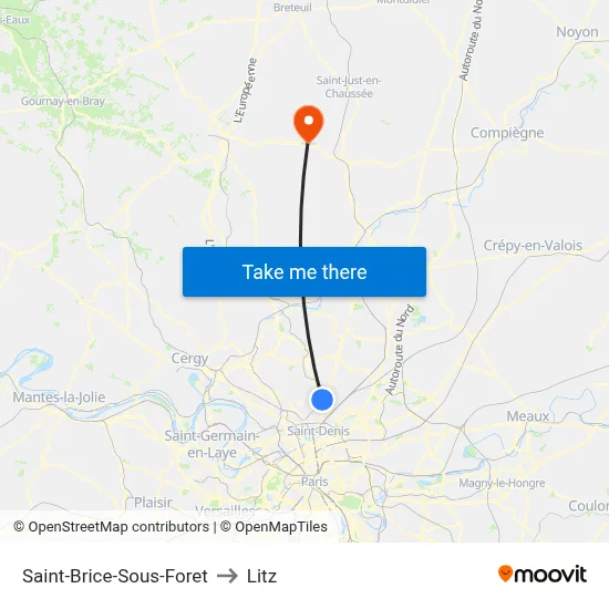 Saint-Brice-Sous-Foret to Litz map