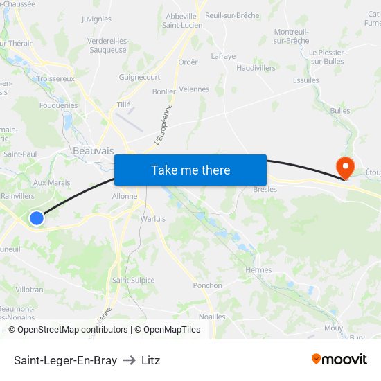 Saint-Leger-En-Bray to Litz map