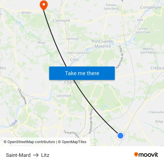 Saint-Mard to Litz map