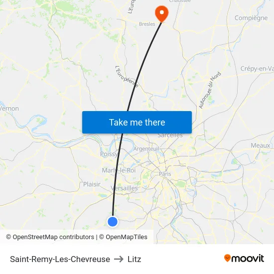 Saint-Remy-Les-Chevreuse to Litz map