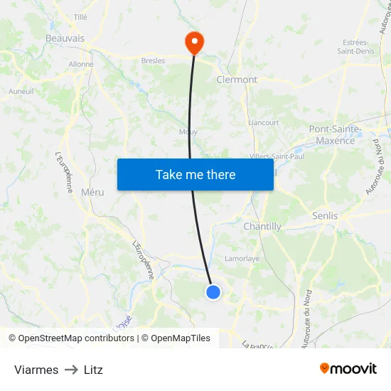 Viarmes to Litz map