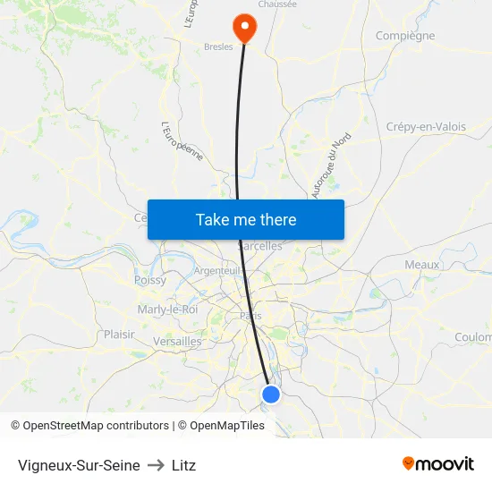 Vigneux-Sur-Seine to Litz map