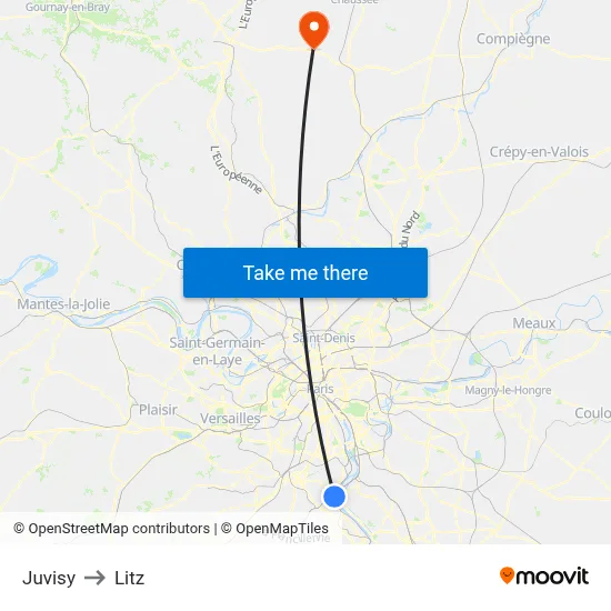 Juvisy to Litz map