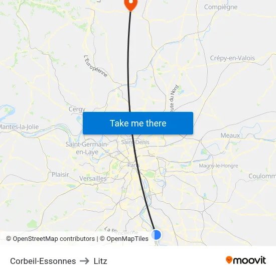 Corbeil-Essonnes to Litz map