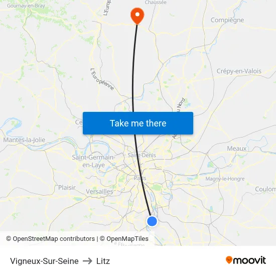 Vigneux-Sur-Seine to Litz map