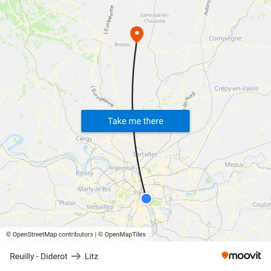 Reuilly - Diderot to Litz map