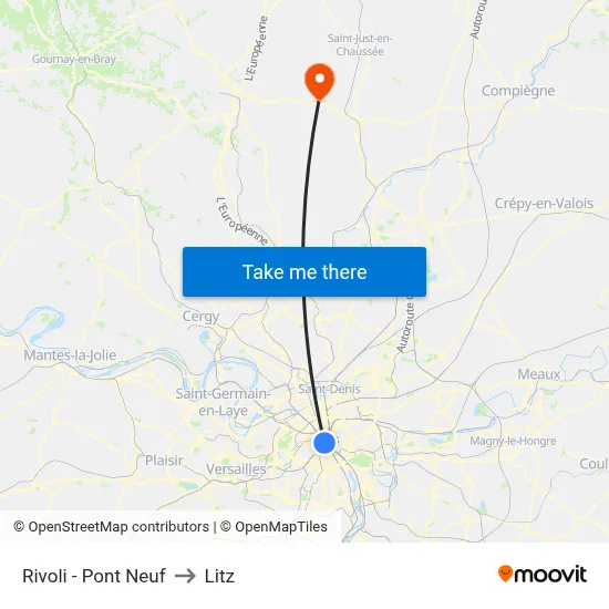 Rivoli - Pont Neuf to Litz map