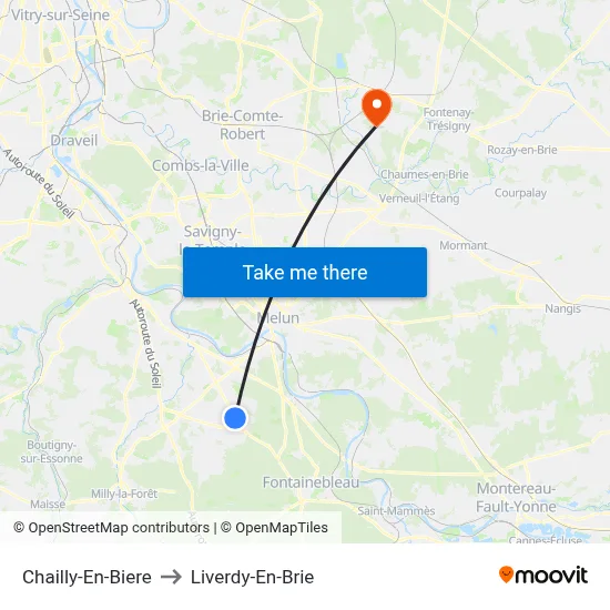 Chailly-En-Biere to Liverdy-En-Brie map