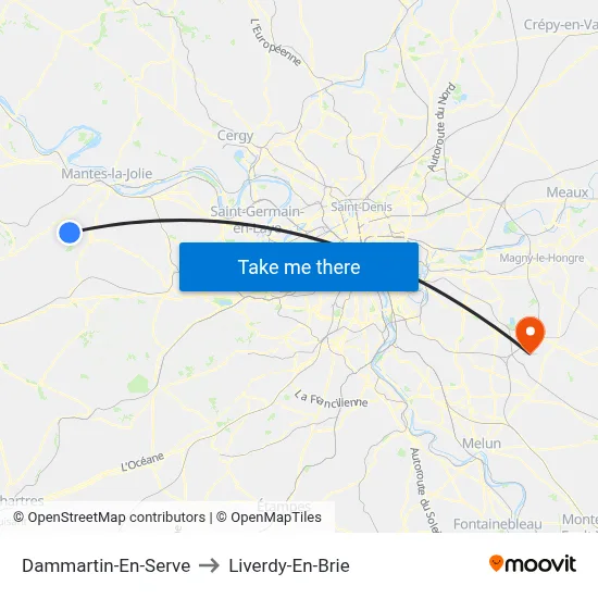 Dammartin-En-Serve to Liverdy-En-Brie map