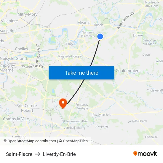 Saint-Fiacre to Liverdy-En-Brie map