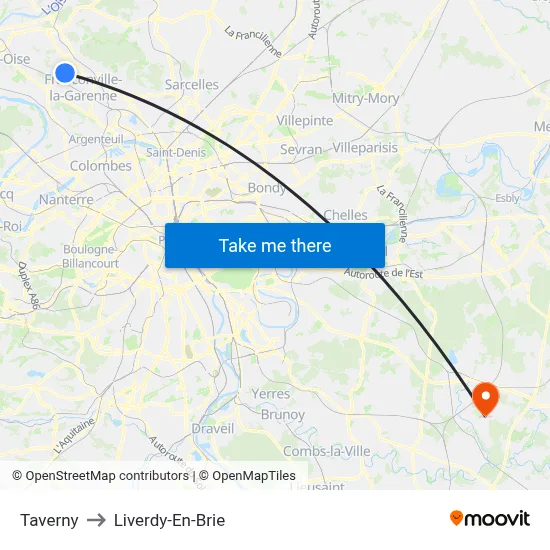 Taverny to Liverdy-En-Brie map
