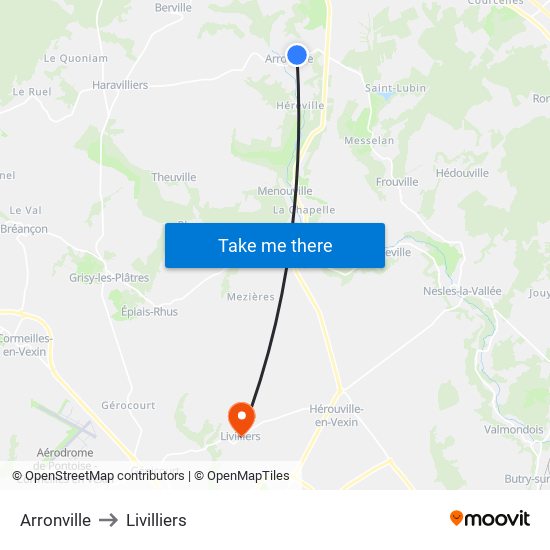 Arronville to Livilliers map