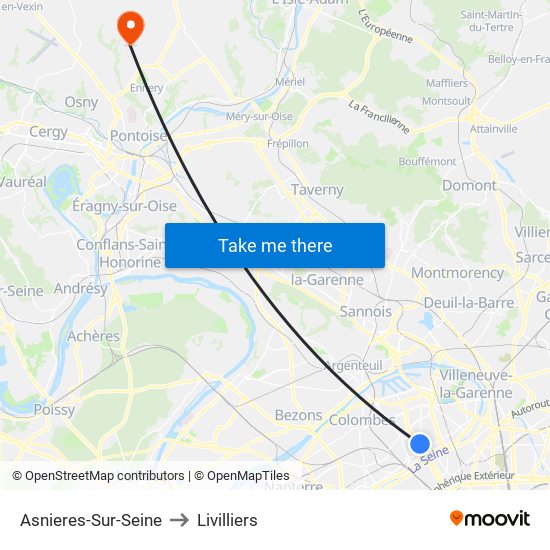 Asnieres-Sur-Seine to Livilliers map