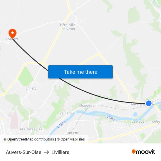 Auvers-Sur-Oise to Livilliers map
