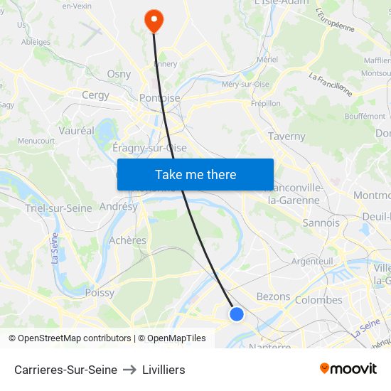 Carrieres-Sur-Seine to Livilliers map