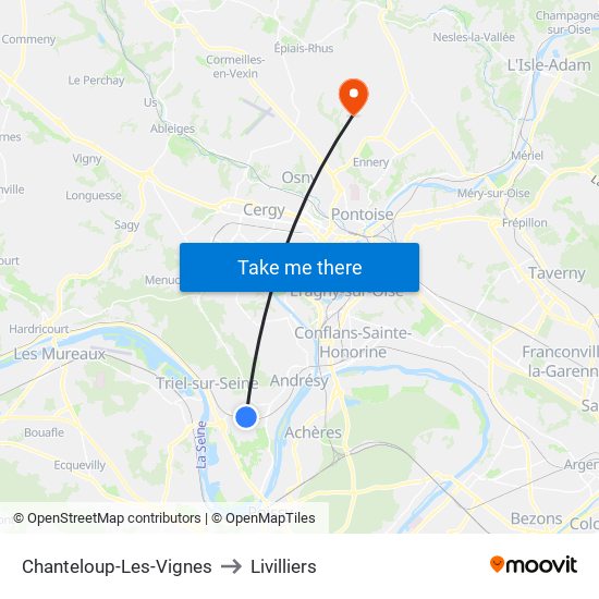 Chanteloup-Les-Vignes to Livilliers map