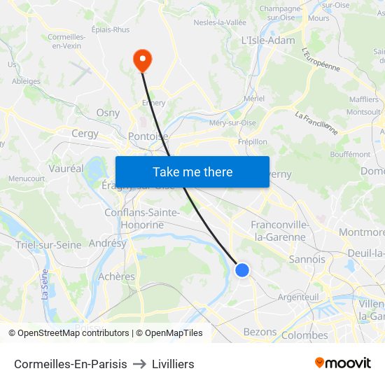 Cormeilles-En-Parisis to Livilliers map
