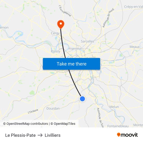 Le Plessis-Pate to Livilliers map