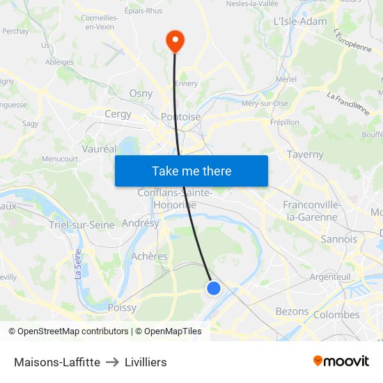 Maisons-Laffitte to Livilliers map