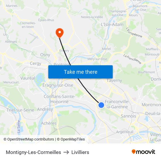 Montigny-Les-Cormeilles to Livilliers map
