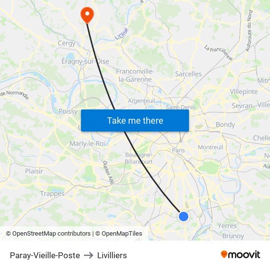 Paray-Vieille-Poste to Livilliers map