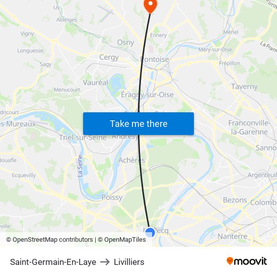 Saint-Germain-En-Laye to Livilliers map