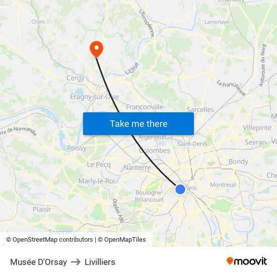 Musée D'Orsay to Livilliers map