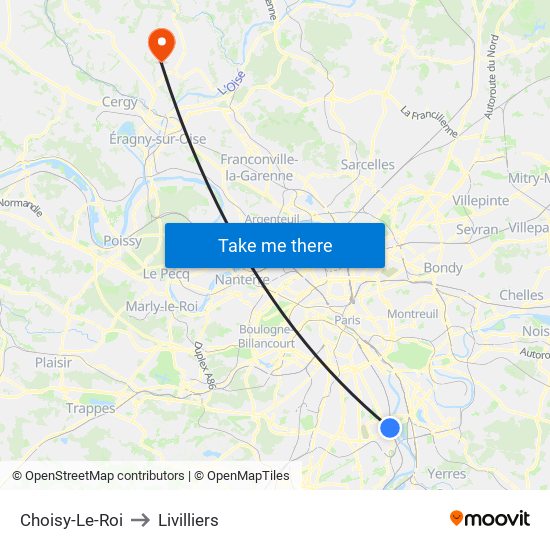Choisy-Le-Roi to Livilliers map