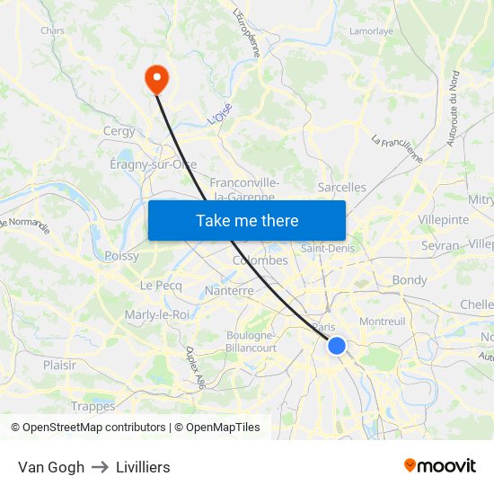 Van Gogh to Livilliers map