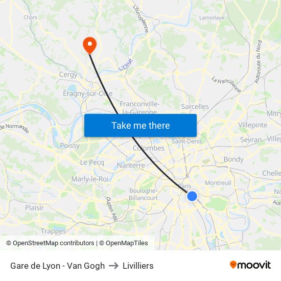 Gare de Lyon - Van Gogh to Livilliers map