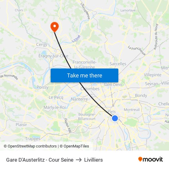 Gare D'Austerlitz - Cour Seine to Livilliers map