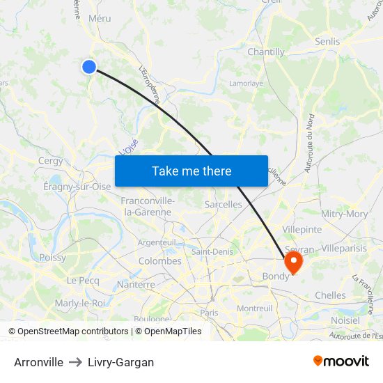 Arronville to Livry-Gargan map